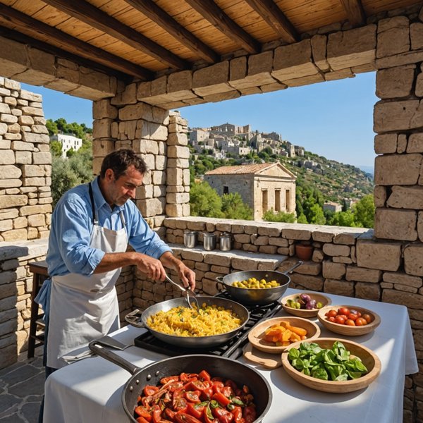 Quels hébergements en Grèce offrent des séjours avec des cours de cuisine et des visites de sites archéologiques?
